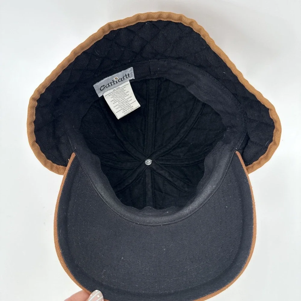 Vintage Carhartt Unisex Brown Quilted Ear Flat Cotton Hat Size M/L Retro